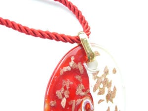detail red white and gold pendant murano